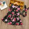 2019 Summer Long Sleeve Girls Dress Baby Girl kläder Button Floral Dress Wedding Pageant Formella klänningar Sundresskläder