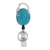 Retractable Women Rhinestone Key Chain Telescopic Wire Rope Keychain Anti Lost Yoyo Pass Id Card Buckle Fashion Metal Keyring Ring Holder