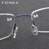 Mode Zonnebril Frames Regless Titanium Brilmontuur Mannen Ultralight Square Prescription Brillen Man Licht Frameloze Bijziendheid Optische Ey