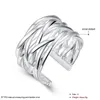 Epacket DHL Bague réticulée tressée en argent sterling plaqué DHSR22 Taille US ouverte Réglable; bijoux unisexe en argent 925