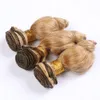 Fasci di tessuto per capelli umani ondulati peruviani biondi miele 3 pezzi # 27 estensioni dei capelli umani vergini ondulati marrone chiaro con onde sciolte doppie trame lunghezza mista