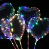 Venta al por mayor de globos con luz LED, globos Bobo transparentes con forma de estrella y corazón con luces de cadena LED para decoración del banquete de boda de cumpleaños