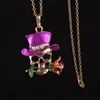 Fashion Necklaces Halloween Skull Charm Jewelry Link Chain Magician Rose Flower Pendant Necklace for Women Girl Lady Red Blue Purple Colors