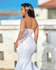 Älskling sjöjungfru bröllopsklänningar med avtagbar tåg illusion arabiska afrikanska spetsapplikationer plus storlek brudklänningar