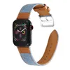 Pour Apple Watch Series 4 Bande de 44 mm Bandes iwatch Designer 38 40 42 mm Bracelet de remplacement en toile denim Bracelet en cuir Bandes de poignet
