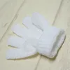 Белые нейлоновые очистки душевые перчатки Отшелушивающие ванную перчатку Гибкий размер пять