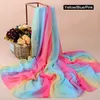 Fashion Gradient Rainbow Color Chiffon Lady Scarf stor storlek Chiffon Silk Body Head Scarves Shawls Hijab Scarf Neckerchief294m