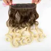 Clip color ombre nelle estensioni dei capelli castano biondo mette in evidenza 5 clip in capelli lisci sintetici 250 grammi fermagli per capelli intrecciati sintetici marley