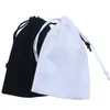 (50pcs/lot) 검은 면화 드로 스트링 가방 재활용 흰색 면화 선물 먼지 파우치 커스터마이징 크기 및