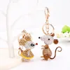 EASYA 2 Styles Lovely Mouse Keychain Full Crystal Animal Keyring Holders Women Bag Accessories Car Key Chain Jewelry