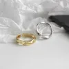 Fina smycken autentiska 925 sterling silver mobius våg twist öppna ringar för kvinnor oregelbundet engelska brev älskar mig mer vigselring