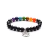 Braccialetti con ciondoli albero della vita per donna uomo lava rock bianco turchese agata nera catene di perline in pietra naturale moda 7 chakra gioielli fai da te