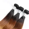 Straight Weaves Brasilianer Jungfrau Haar Bundles Ombre 1B 4 27 Blonde Farbe Blonde Indian Remy Weave2882822