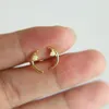 Wholesale- minimal delicate dainty earring Tiny thin moon stud with 1 opal simple crescent moon cute lovely girl earring jewelry