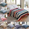 Korallen Fleece Flanell Decken Streifen Werfen Sofa Schlafzimmer Decke Winter Warme Plaid Quilt Kinder Erwachsene Nickerchen Decke