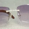 Strass Naturholz Randlose Sonnenbrille Männer Holz Quadrat Sonnenbrille Retro Stein Shades Oculos Brillen für Club Sommer6732778