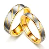 Anillos de pareja de amantes de acero de titanio, anillo de promesa de boda con diseño de onda dorada para mujeres y hombres, joyería de compromiso, tamaño 5-13
