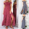 Vestidos casuais papai chen sexy fora do ombro vestido bohemian women imprimindo longa verão boho praia split maxi bobe tobe longue1