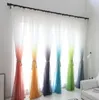 Sheer Curtains Gradient Druk Screen American Rural Dream Rainbow Floating window Floor