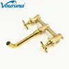 VOURUNA Golden wall mount 3-hole bathroom faucet حوض صنبور الماء البارد الساخن