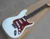 Factory Direct Sale White Electric Gitaar met rode pareld pickguard, geschulpte palissander fretboard, kan worden aangepast