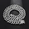 16/18/20/24inches Volledige zirkonia 12 mm Iced Out Cuban Link Chain Necklace Men Hip Hop Jewelry