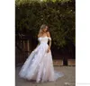 Eleganti abiti da sposa bohémien 2022 Una linea con spalle scoperte Appliqued Tulle Backless Abiti da sposa lunghi da spiaggia estiva BM1510