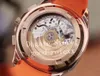 Cronografo da uomo in oro rosa Orologio da uomo Movimento crono automatico con data Orologi Valjoux 7750 Eta Black Orange Rubber 5968 Orologi da polso sportivi