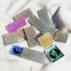 10pieces / lot 명확한 모조 다이아몬드 빈 래시 케이스 핑크 실버 속눈썹이없는 속눈썹 상자 사각형 사각형 래시 케이스