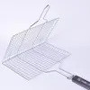 Barbecue Meshes Camping BBQ Tools Grill Rack Clip Map Grills Braadlad Mand Mand Tool Vlees Vis Groente Houten Handvat