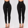 New Europe Women's Yoga Pants Lace Up High Weist Tracksuit Pants Lady Bodycon Slim Pencil Breans C4062