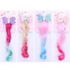 Children's Hair Clips Unicorn Gradient Wig Bow Top Hair Clip Baby Wings Princess Flash Hair Accessories long Wig Barrettes