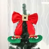 크리스마스 최고 트리 장식 활 엘프 부츠 펜던트 크리스마스 트리 매달려 장식 홈 새해 파티 장면 배열