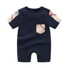 Mode baby bodysuit meisjes rompertjes kinderen o-hals korte mouw jumpsuits baby meisjes katoenen romper jongen kleding