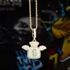 Ожерелье Persoanltiy Мужчины Hip Hop ожерелье Желтый Белый позолоченный Полный CZ Летучий кошелек Подвеска для Мужчины Женщины Nice подарок