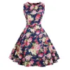 Audrey Hepburn Vintage Style Casual Dresses Modern Ruffles Women European Sleeveless Floral Print Skirts FS0114