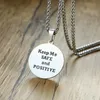 Collier Talisman Collier Disque Keep Safe and Positive Collier en Acier Inoxydable