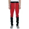 남성용 Motocross Trackpants 슬림 피트 탄성 허리 더블 스트라이프 바닥 레트로 패션 스웨트 남자 바지 새로운