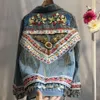 Boho inspirado denim jaqueta mulheres embelezado denim jaqueta casaco 2019 bohemian gypsy bomber jacke outwear feminino chaqueta