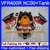 ホンダ用キットRVF400R V4 VR400R 1990 1990 1991 1991 1991 1991 1993 vfr400 RVF VFR 400 R NC30 VFR 400R 89 90 91 92 93ブルーレッドホットフェアリング