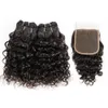 Brezilyalı Kıvırcık İnsan Saç Uzatma Derin Su Jerry Curl Örgü Bundlesnatural Renk Kısa Kıvırcık 10 12 inç 4 Paketler / Set Remy Saç