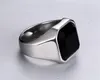 Fashion jewelry Classical Men Ring classical Black agate desinger Rings Luxury Rings Punk stainless steel Trendy hip hop male ring6779766