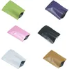 Öppna Top Mylar Folie Värmeförsegling Flat Sample Bag Tear Notch Vacuum Seal Pack Pouch Luktsäker Aluminium Mat Saver Väskor för kaffe 5x8cm