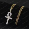 Wisiorek z krzyżem diamentowy naszyjnik dla mężczyzn męski hip hop kubański łańcuch luksusowy projektant biżuterii kobiety naszyjniki cyrkon miedź złoto srebrne łańcuszki