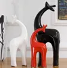 Artisanat girafe statue simulation familial cerf animal céramique artcraft accessoires de maison cadeau