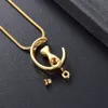 hh10024 SilverGoldBlack Moon Cat Shape Jewelry Cremation Jewelry Pet Ashes Urns Necklace Memorial Pendant For WomenMen wholes8047175