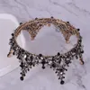 Black Evening Party Tiara Cristalli trasparenti Re austriaco Regina Corona Matrimonio Corone da sposa Costume Art Déco Principessa Diademi Fermaglio per capelli