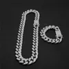 Mens 20mm Cubano Miami Link Chain 16-28inch Gelado Out Strass Hipster Hipster Colar Bling Charms Hip Hop Jóias