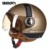 Beon Motorcykel 34 Half Face Helmet Scooter Moto Helmet Jet Vintage Retro Headgear ECE Godkänd Casco med Windproect Visior6638568