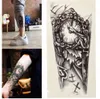 Noir 3D Sexy faux transfert tatouage poitrine horloge Tatoos pour hommes temporaire grand bras mécanique tatouage autocollant femmes